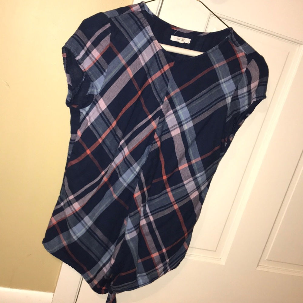 Plaid fitted tie T-shirt